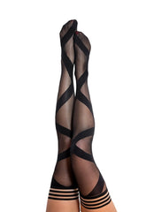 Kixies Jackie Ballet Thigh High Stockings Size D Elegant Black Black Hosiery